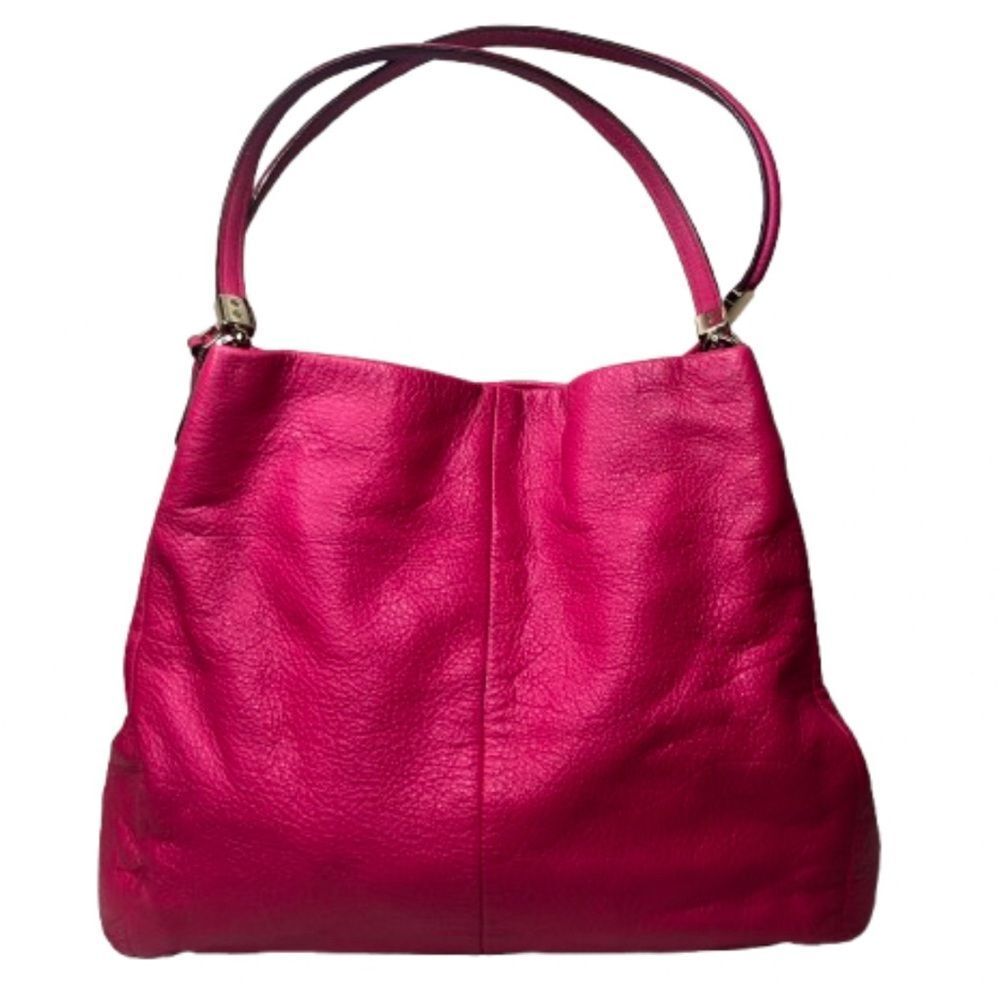 COACH Madison Phoebe Tumbled Hot Pink Leather 3 Section Shoulder Bag VINTAGE